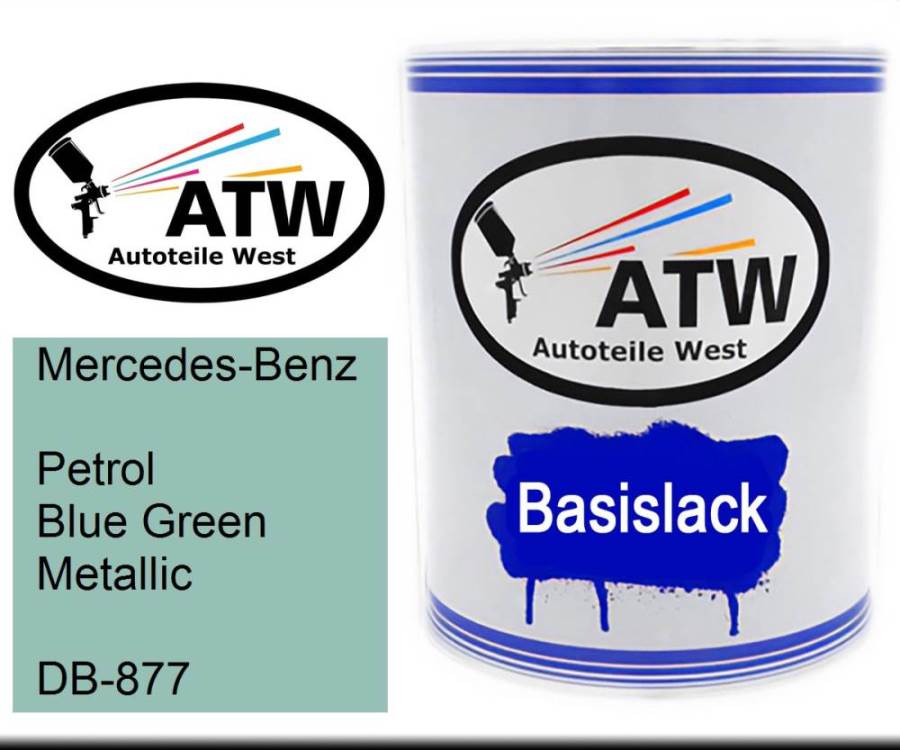 Mercedes-Benz, Petrol Blue Green Metallic, DB-877: 1L Lackdose, von ATW Autoteile West.